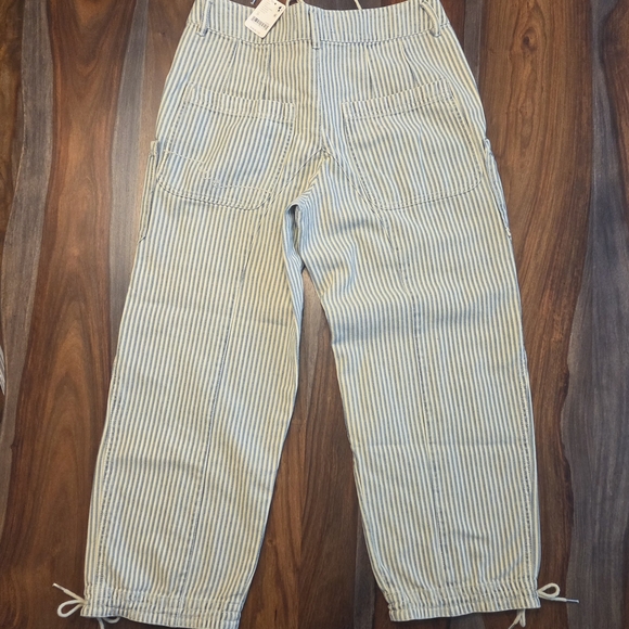 Smooth Sailing Cropped Jeans Striped Lace-Up High-Waisted Pants Size 26 - Picture 4 of 13